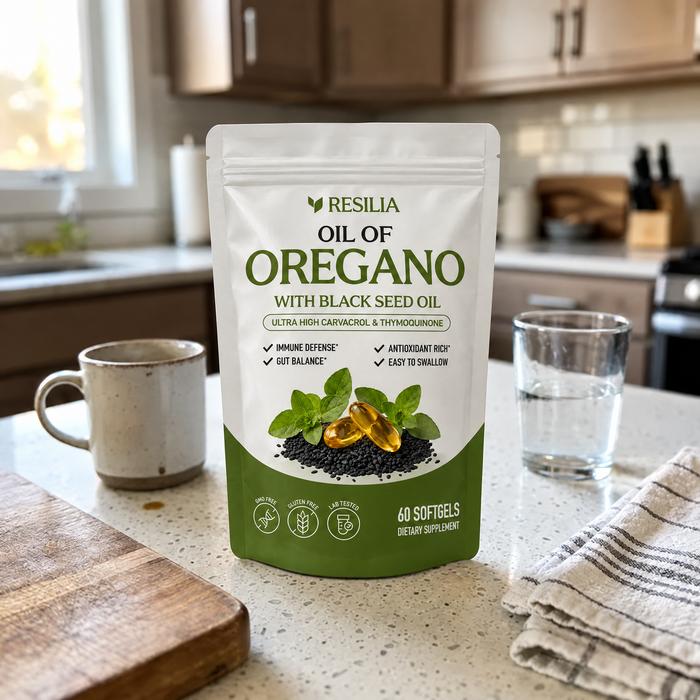 Cliente con la bolsa Resilia Oil of Oregano
