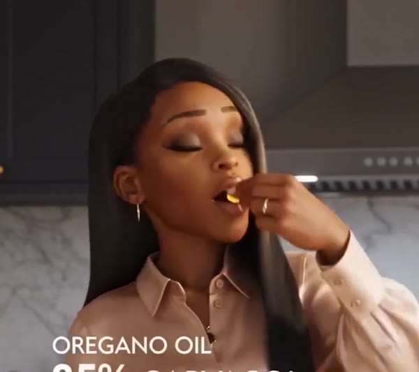 Her taking two softgels in the morning